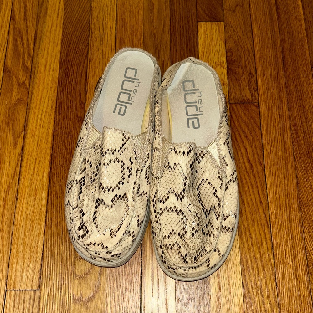 Hey Dude Snake Skin Mules